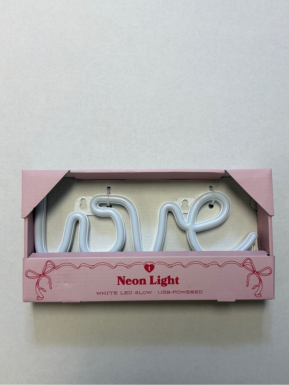 Love White LED Neon Light USB Powered Wall Decor Sign Pink Box New